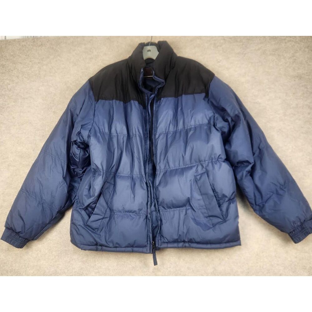 Mountain Club Men's Blue & Black Puffer Jacket Size Medium Gorpcore Skater Y2K